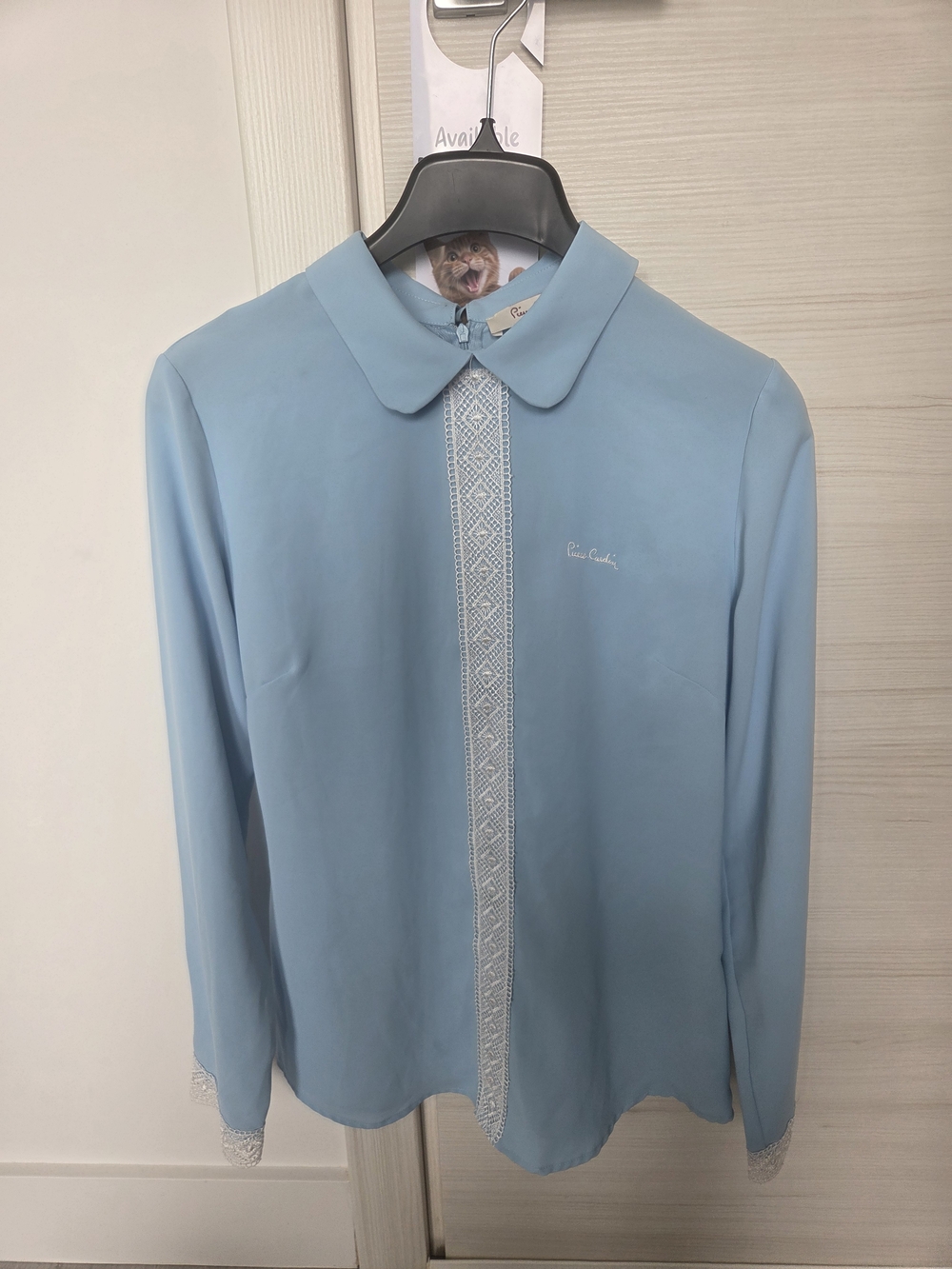 Pierre Cardin Light Blue Lace-Trim Shirt